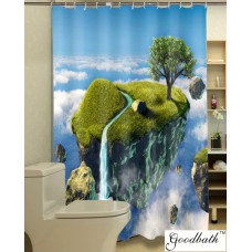 Goodbath Outer Space Beautiful Scenery Polyester Fabric Shower Curtains with Tree of Life Design - 72 72 Inch-Green White Blue (Tree)
