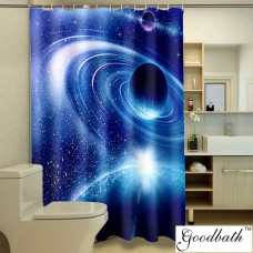 Goodbath Space Universe Galaxy Nebula Moon Fabric Shower Curtians - 72 72 Inch-Blue White (Space) 8069