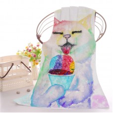 Goodbath Custmer Printed Bath Beach Towels Polyester Absorbent Washcloth Towels, 27.6 x 59 Inch ,Colorful (Colorful Cat) 