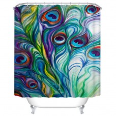 Goodbath Peacock Feather Fabric Shower Curtaisn-Mildew Resistant Waterproof - 66 x 72 Inch- Colorful