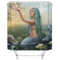 Goodbath Mildew Free Water Repellent 100% Polyester Shower Curtains Liner, Mermaid Pattern (72 x 78 Inch)